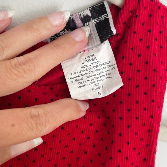 Rare Editions Scottie Dog Apple Jumper Dress in Red & Black Corduroy Size 5T - Picture 6 of 8